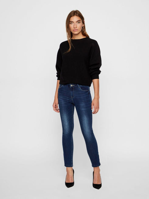 Noisy May Παντελόνι Jean Ankle Skinny Fit με Φερμουάρ στο Ρεβέρ Μπλέ