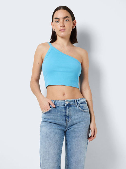 Noisy May Cropped Top Τιραντό με Έναν Ώμο Μπλέ