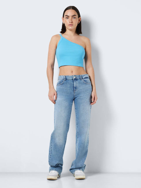 Noisy May Cropped Top Τιραντό με Έναν Ώμο Μπλέ