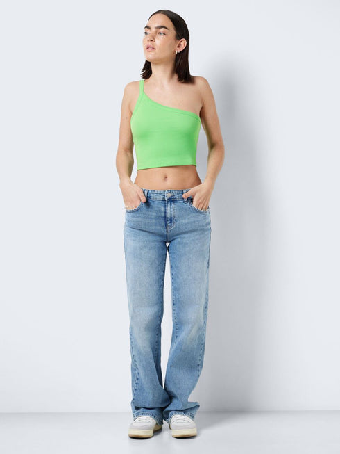 Noisy May Cropped Top Τιραντό με Έναν Ώμο Πράσινο