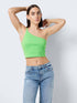 Noisy May Cropped Top Τιραντό με Έναν Ώμο Πράσινο