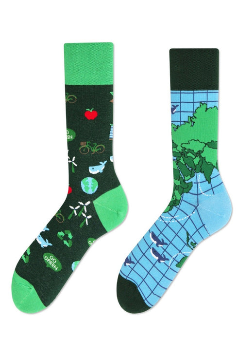 Kάλτσα Unisex με Σχέδιο "World" Πράσινο