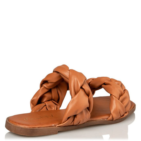 Miss NV Flat Σανδάλια με Λουράκια Πλεξούδες Καφέ