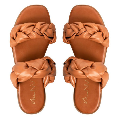 Miss NV Flat Σανδάλια με Λουράκια Πλεξούδες Καφέ