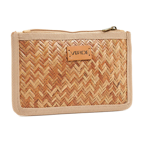 Verde Γυναικείο Τσαντάκι Χειρός 01-1596 Ψάθινο Λαδί