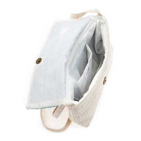 Verde Γυναικείο Τσαντάκι Χειρός 01-1604 Κεντητό με Χάντρες Εκρού