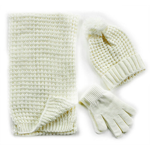 Verde Γυναικείος Σκούφος - Κασκόλ/Λαιμός - Γάντια 12-0336 Λευκό