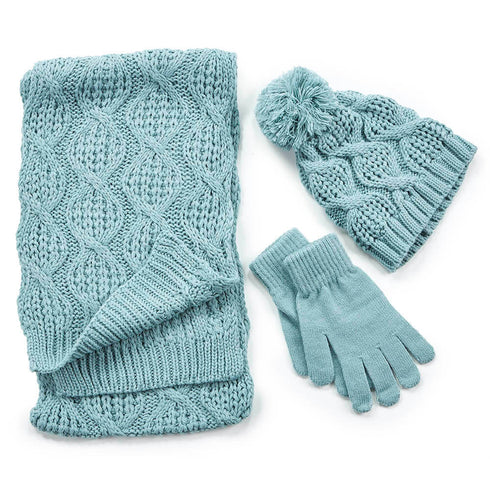 Verde Γυναικείος Σκούφος - Κασκόλ/Λαιμός - Γάντια 12-0337 Μπλέ