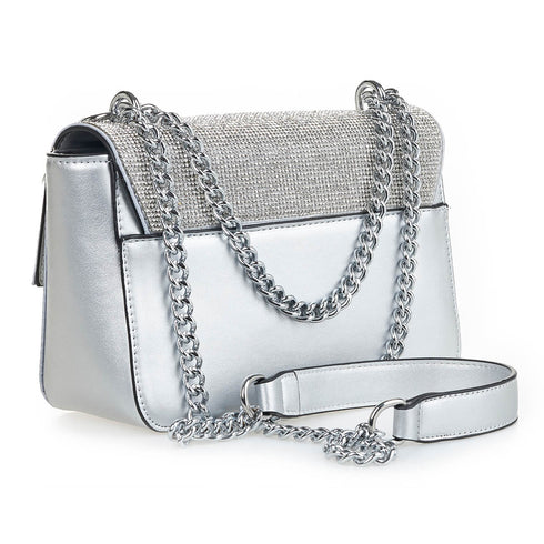 Verde Γυναικεία Τσάντα Χιαστί 16-6963 με Στράς Ασημί