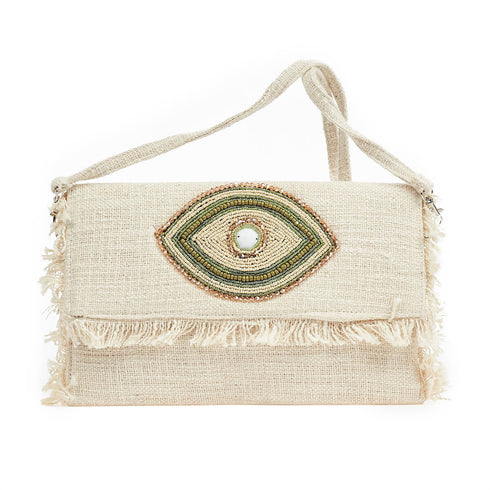 Verde Γυναικείο Τσαντάκι Ώμου-Χειρός 01-1591 με Κέντημα Μάτι Πράσινο