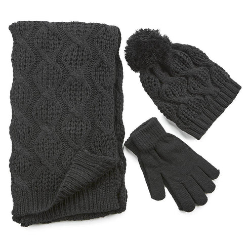 Verde Γυναικείος Σκούφος - Κασκόλ/Λαιμός - Γάντια 12-0337 Μαύρο