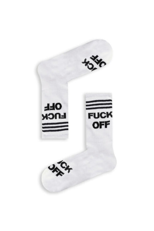 Κάλτσα Unisex με Σχέδιο F**K OFF Λευκό