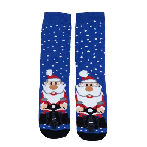 Κάλτσα Unisex με Σχέδιο "Christmas and Santa Claus" Μπλέ