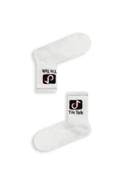 Κάλτσα Unisex με Σχέδιο TIK TOK Λευκό