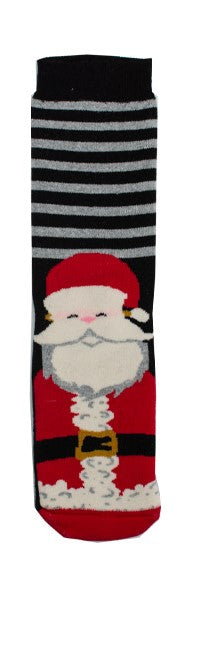 Κάλτσα Unisex με Σχέδιο 'Santa Claus Black Grey Striped" Μαύρο