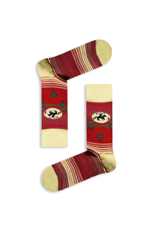 Κάλτσα Unisex με Σχέδιο "Cowboy and Cactus" Κόκκινο