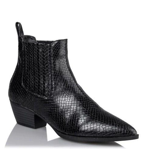 Miss NV Μποτάκια Χαμηλά με Ανάγλυφο Σχέδιο Μαύρο