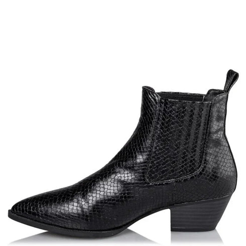 Miss NV Μποτάκια Χαμηλά με Ανάγλυφο Σχέδιο Μαύρο