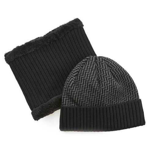 Verde Aνδρικός Σκούφος σετ με Κασκόλ-Λαιμός 60-0007 Μαύρο