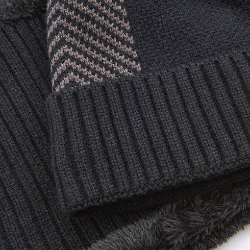 Verde Aνδρικός Σκούφος σετ με Κασκόλ-Λαιμός 60-0008 Μαύρο