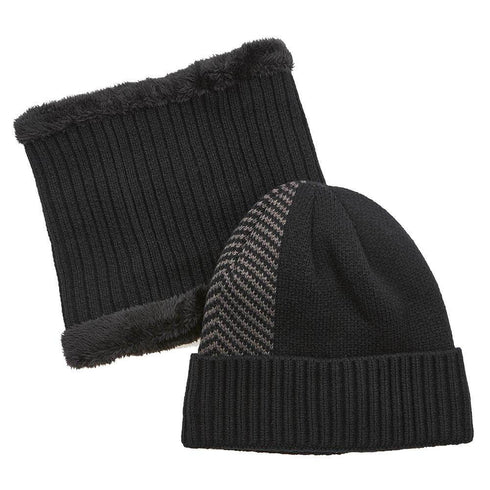 Verde Aνδρικός Σκούφος σετ με Κασκόλ-Λαιμός 60-0008 Μαύρο