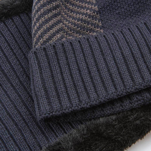 Verde Aνδρικός Σκούφος σετ με Κασκόλ-Λαιμός 60-0008 Μπλε