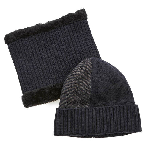 Verde Aνδρικός Σκούφος σετ με Κασκόλ-Λαιμός 60-0008 Μπλε