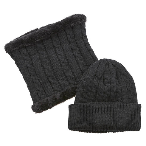 Verde Aνδρικός Σκούφος σετ με Κασκόλ-Λαιμός 60-0012 Μαύρο