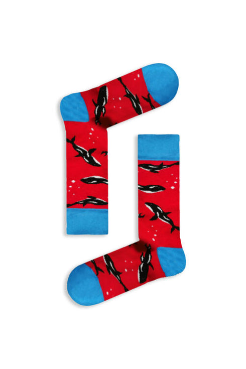 Κάλτσα Unisex με Σχέδιο "Whale" Κόκκινο