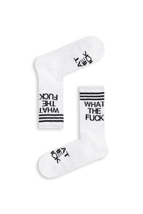 Κάλτσα Unisex με Σχέδιο WHAT THE F**K Λευκό